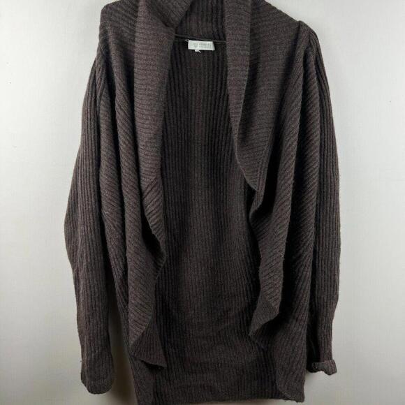 Kinross 100% Cashmere Open Front Lightweight Cardigan  Brown Sweater - Picture 6 of 6